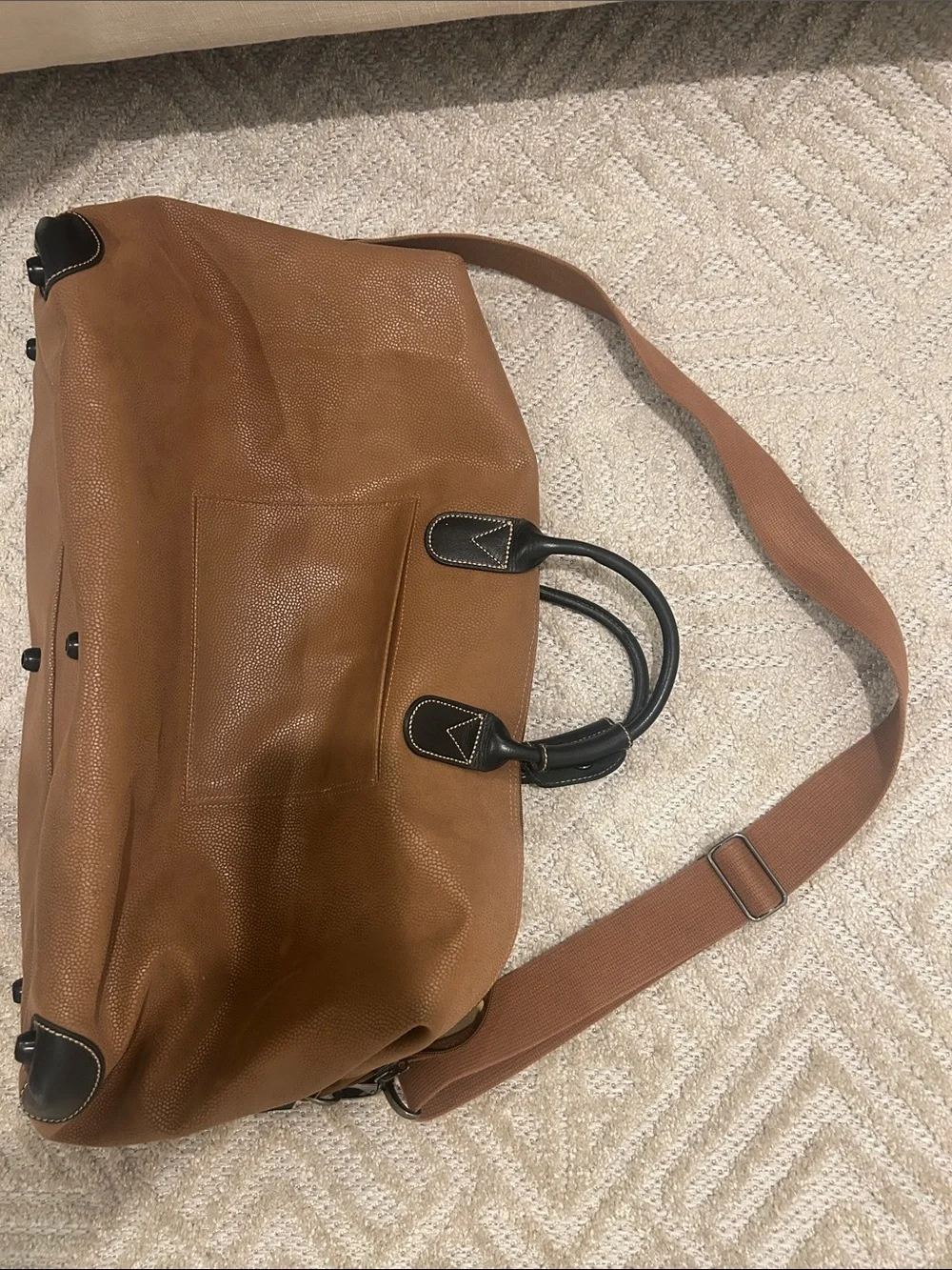 Bric's Tan and Brown 21” Pebbled Leather Duffel Bag